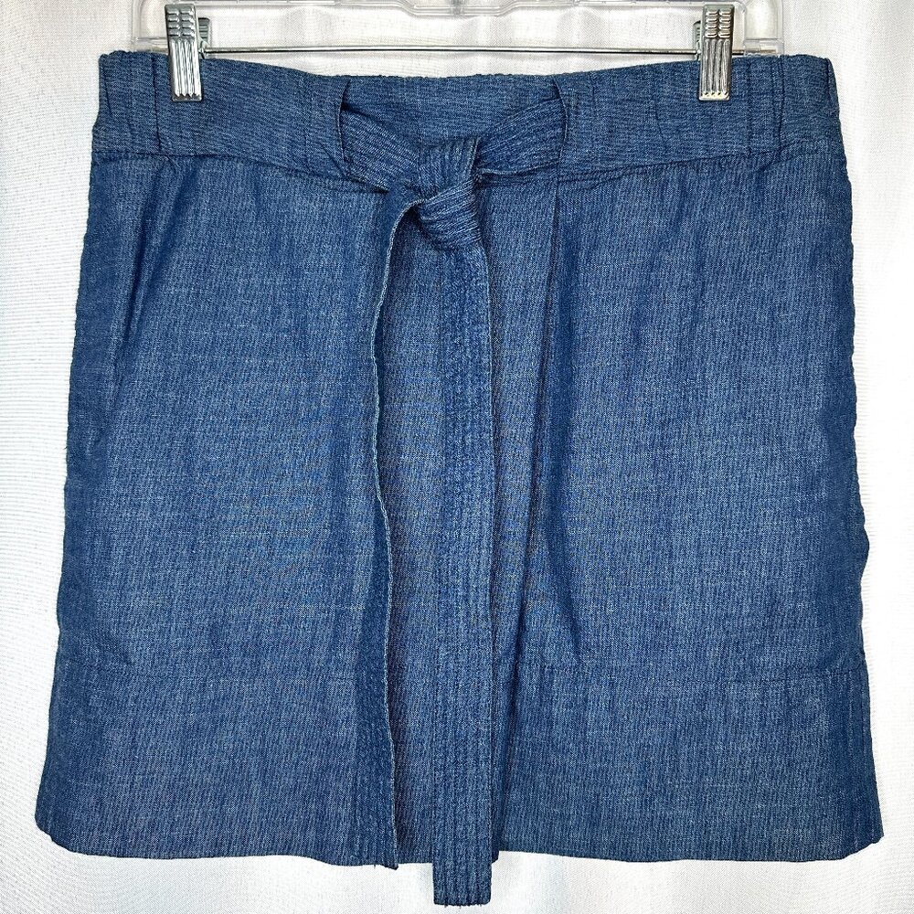 Gap‎ Chambray Mini Skirt Tie at Waist, Medium Preppy Resort Summer Lightweight